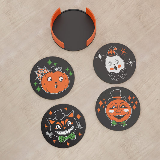 Retro MCM Style Halloween Cartoon Coaster Set of 4
