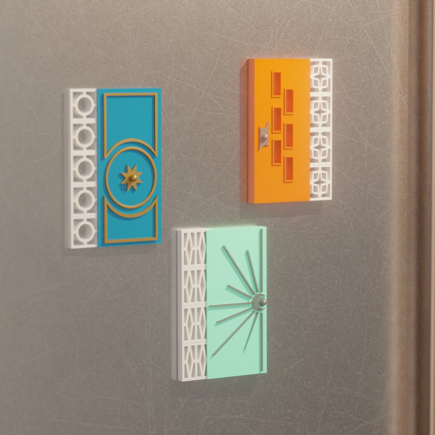 Mid Century Modern Doors Refrigerator Magnets