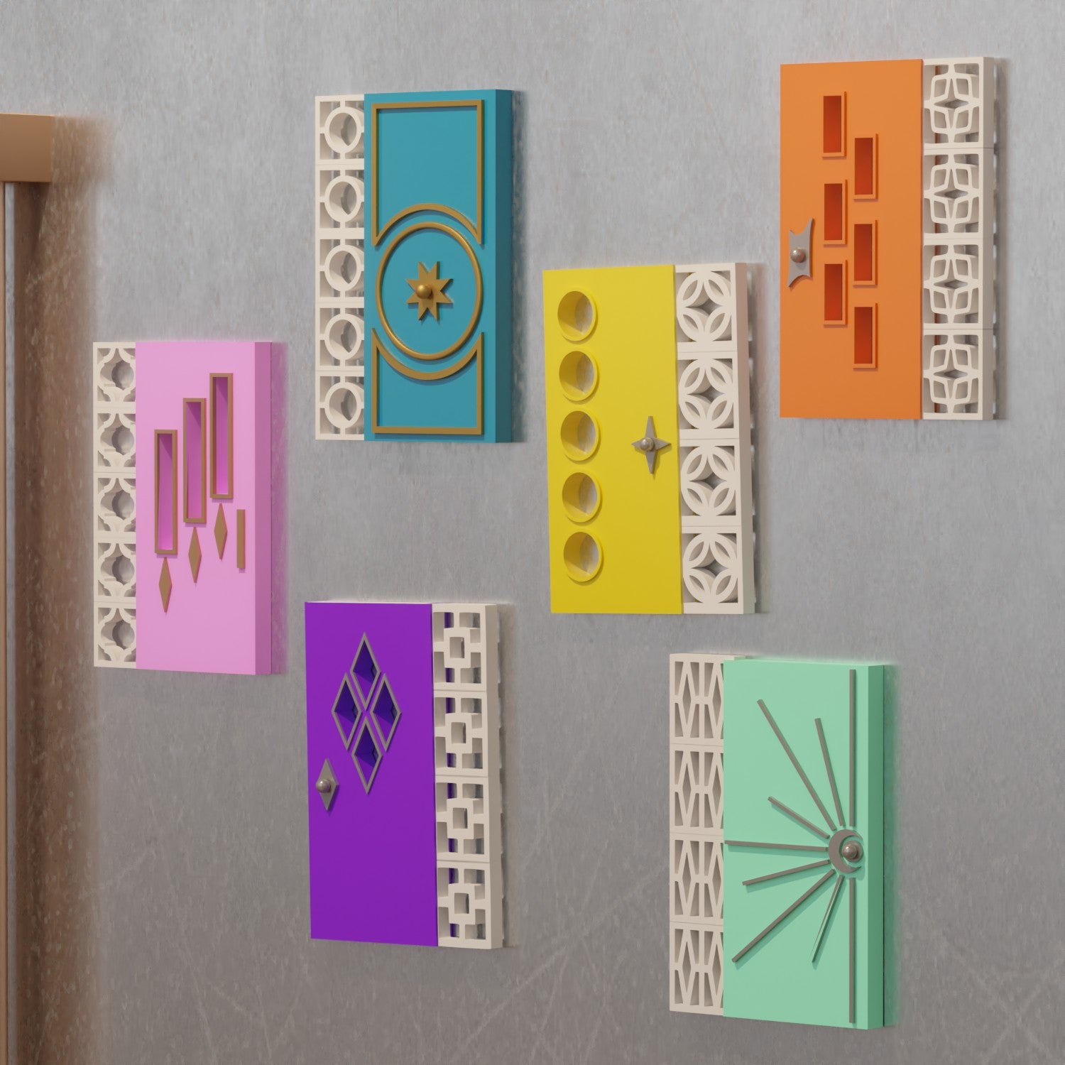 Mid Century Modern Doors Refrigerator Magnets