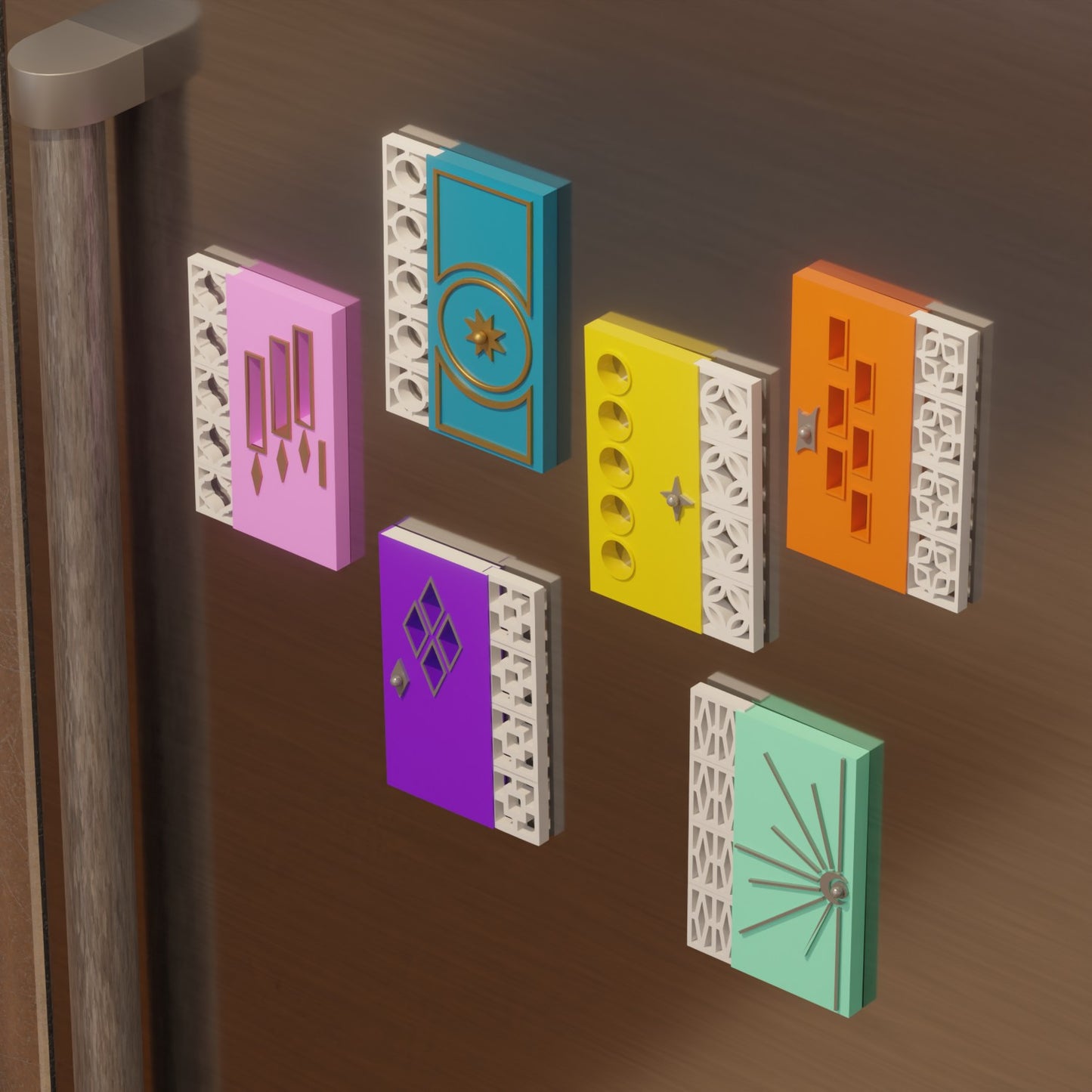 Mid Century Modern Doors Refrigerator Magnets