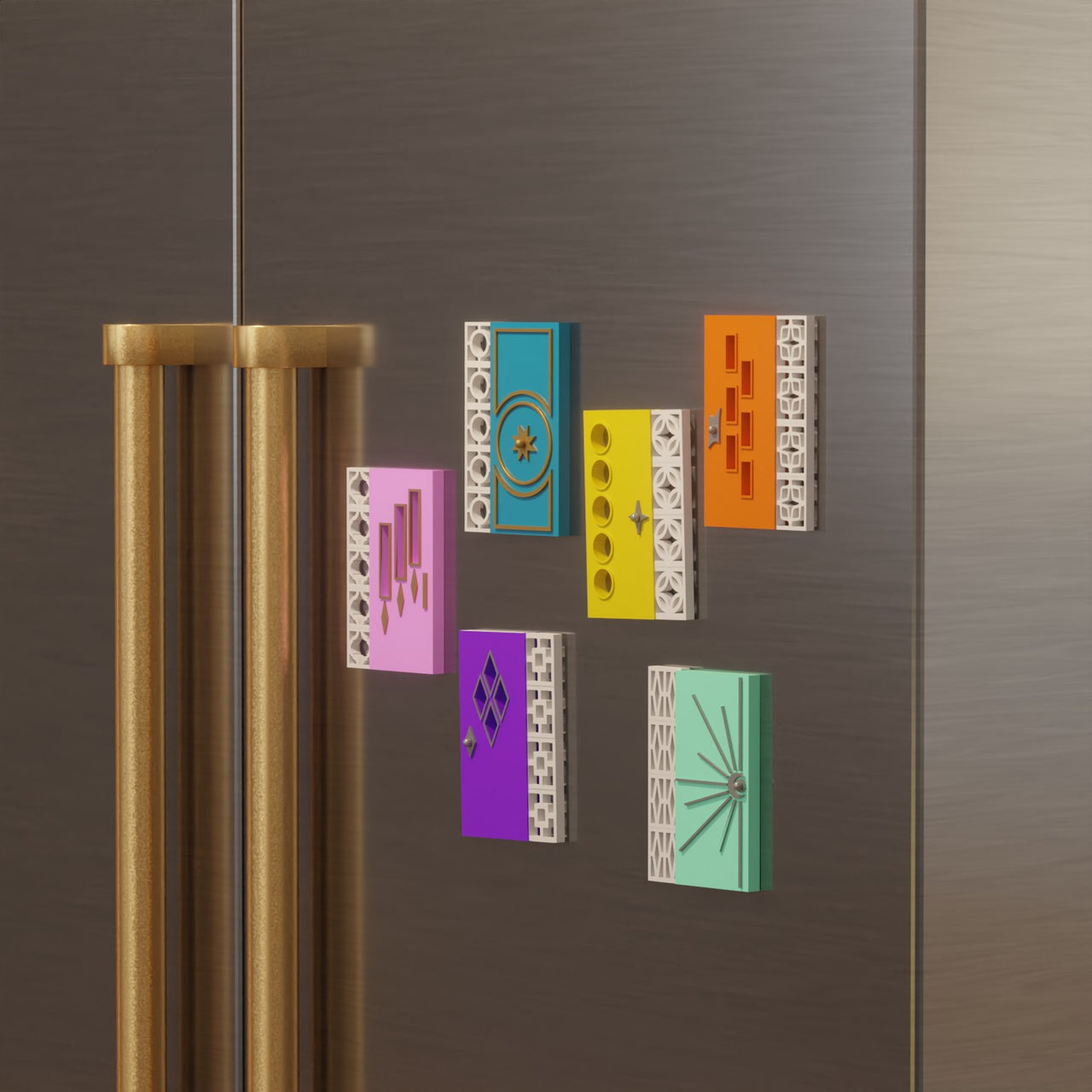 Mid Century Modern Doors Refrigerator Magnets
