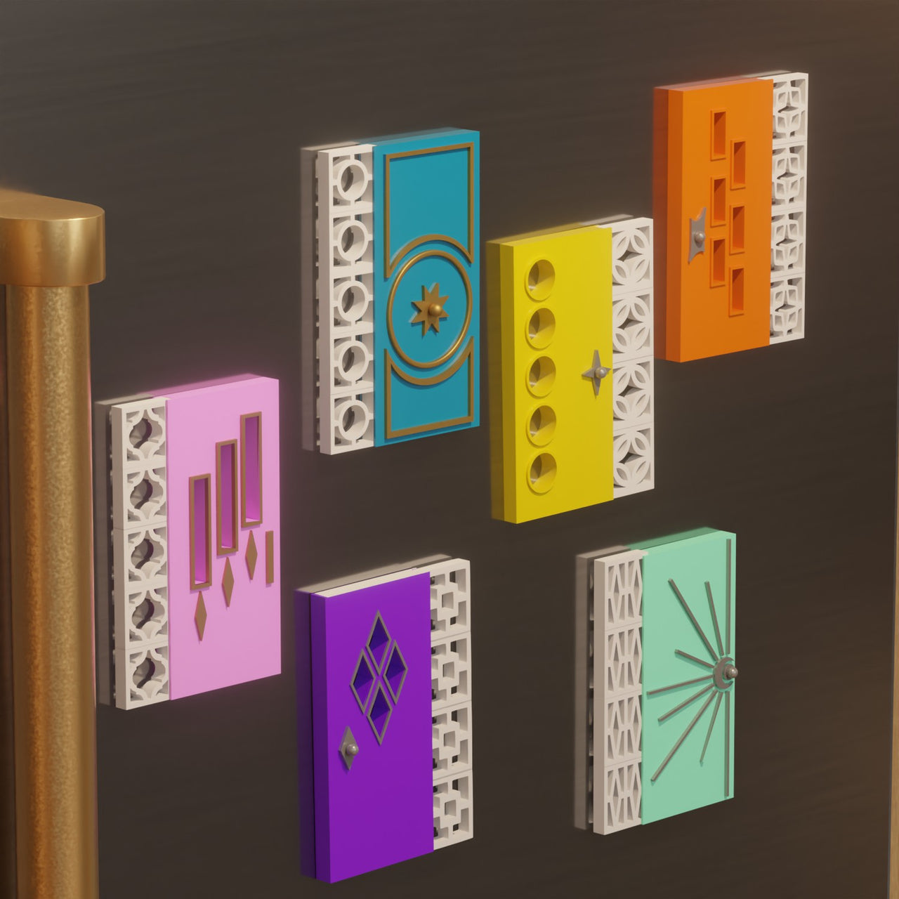 Mid Century Modern Doors Refrigerator Magnets