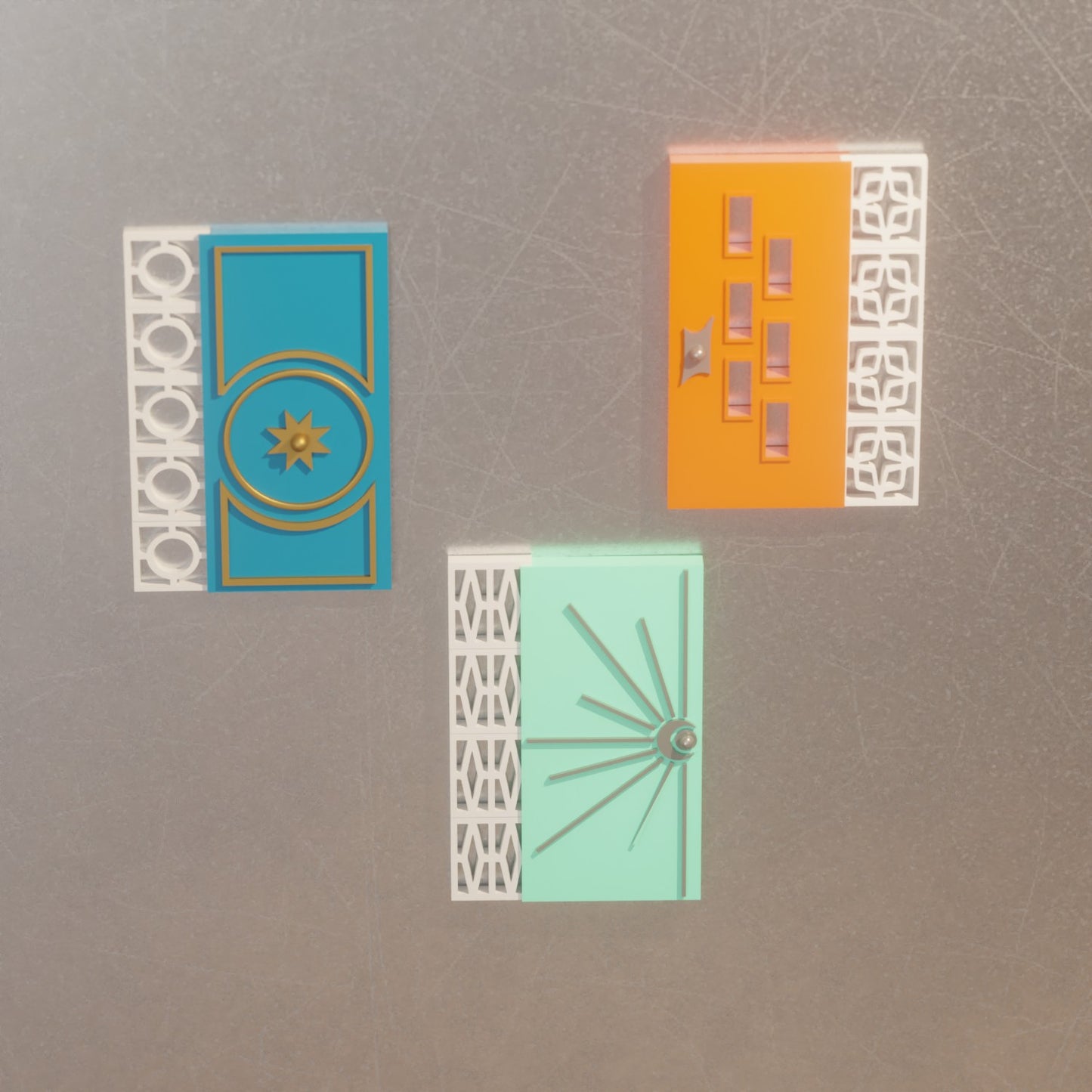 Mid Century Modern Doors Refrigerator Magnets