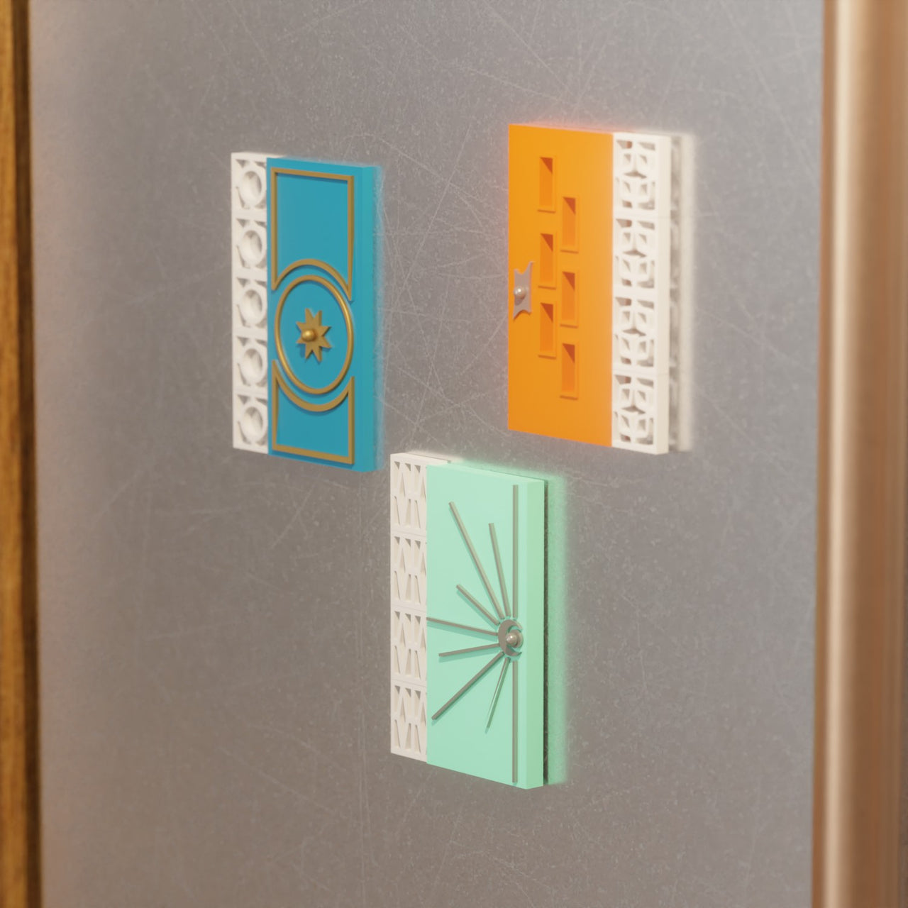 Mid Century Modern Doors Refrigerator Magnets