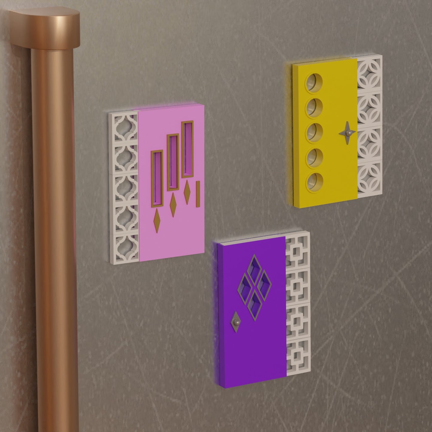 Mid Century Modern Doors Refrigerator Magnets