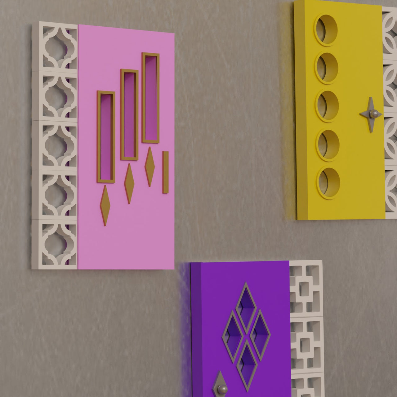 Mid Century Modern Doors Refrigerator Magnets