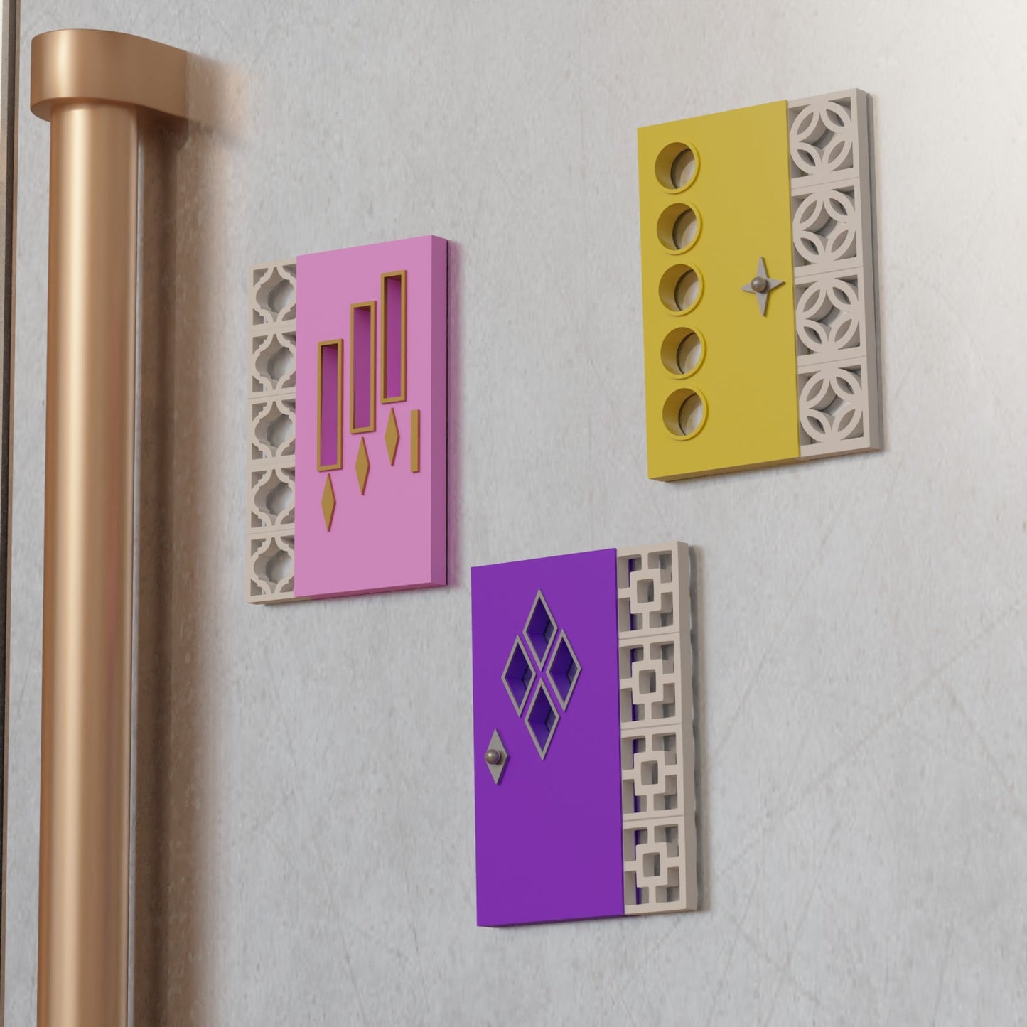 Mid Century Modern Doors Refrigerator Magnets