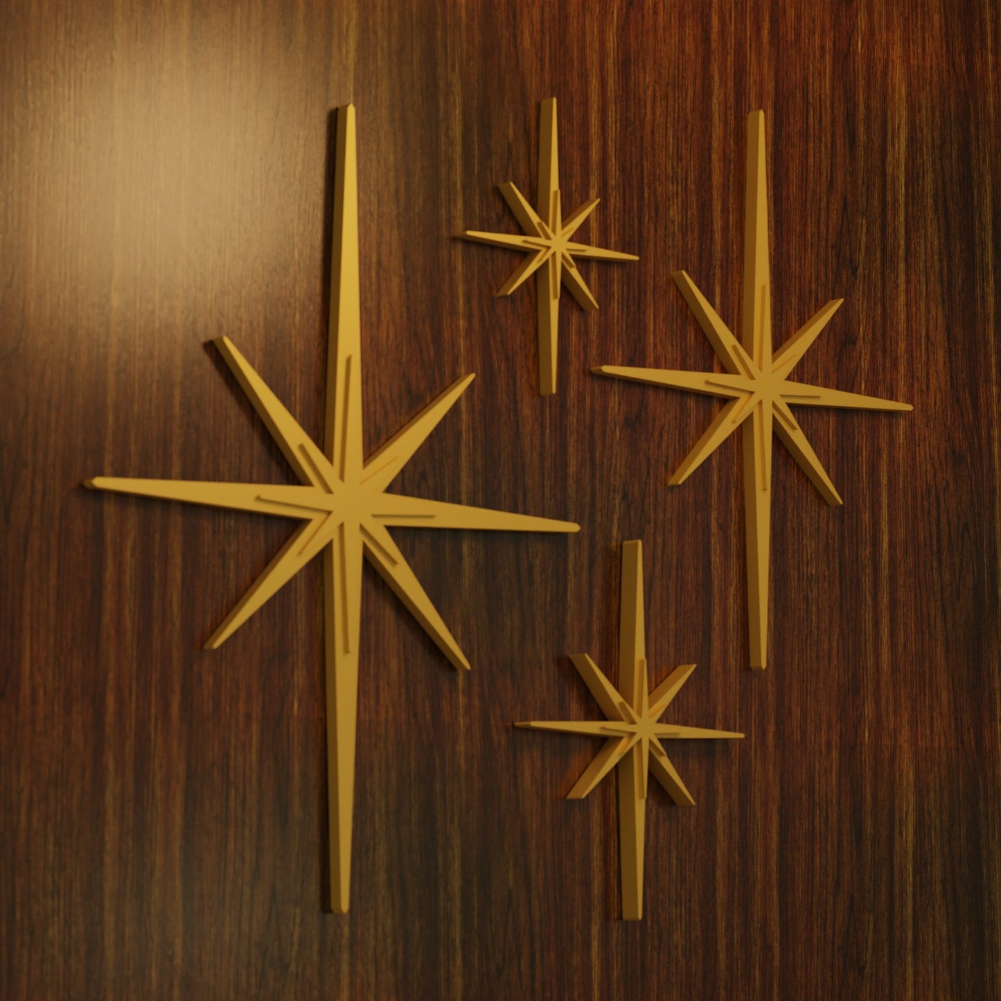 Mid Century Modern Elongated Starbursts Set of 4