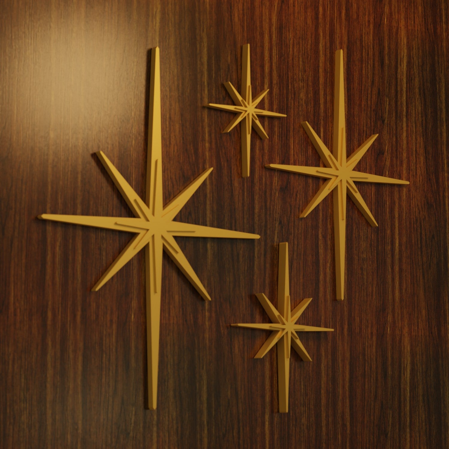 Mid Century Modern Elongated Starbursts Set of 4