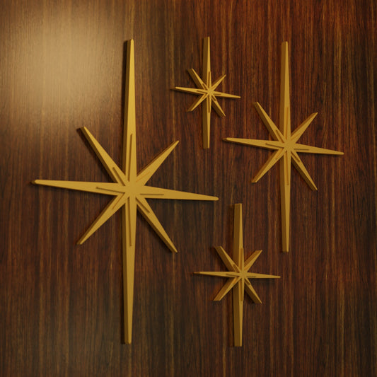 Mid Century Modern Elongated Starbursts Set of 4