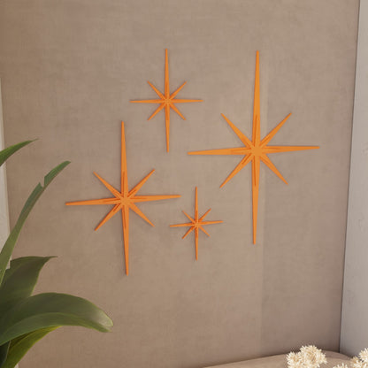 Mid Century Modern Elongated Starbursts Set of 4