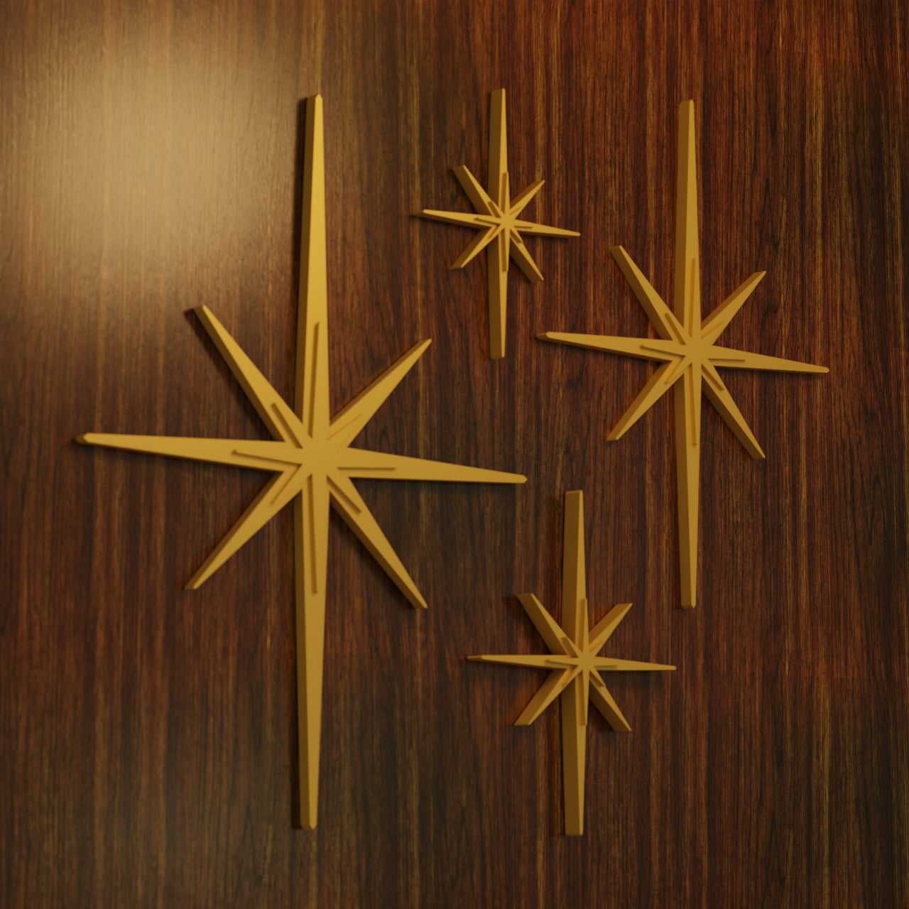 Mid Century Modern Elongated Starbursts Set of 4