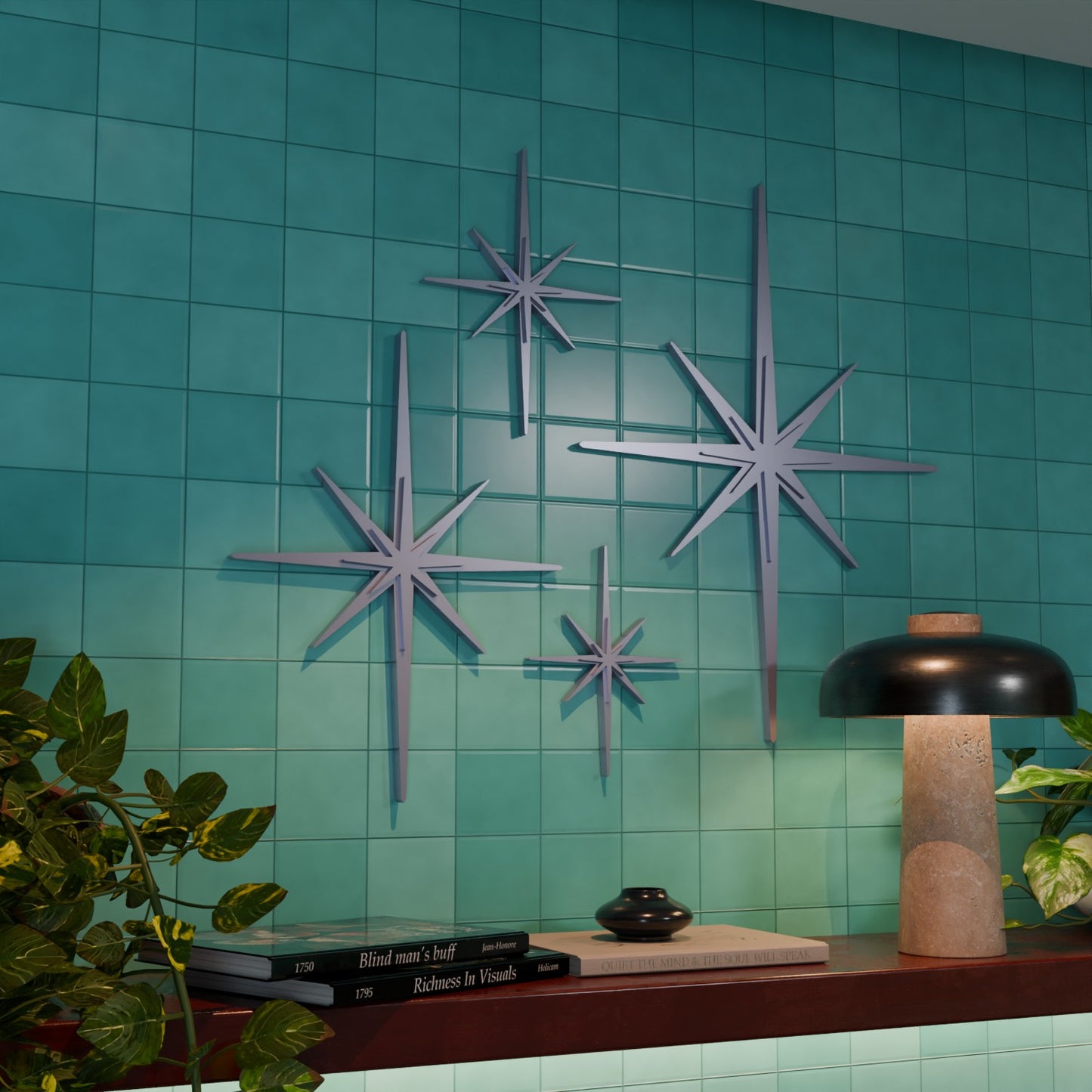 Mid Century Modern Elongated Starbursts Set of 4