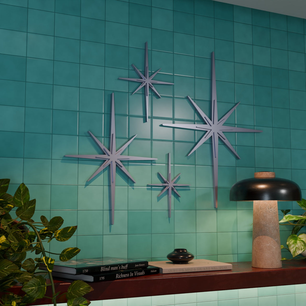 Mid Century Modern Elongated Starbursts Set of 4