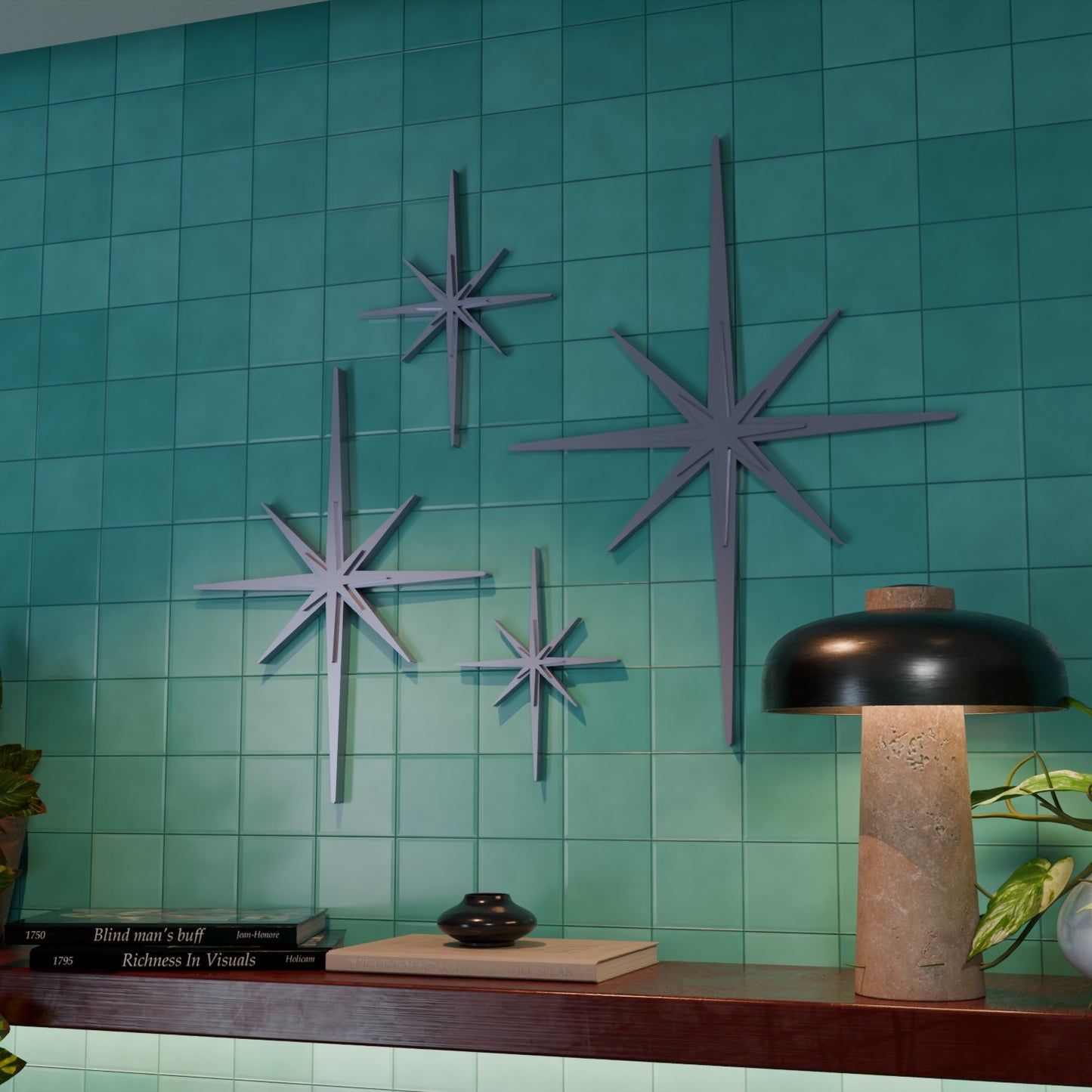 Mid Century Modern Elongated Starbursts Set of 4