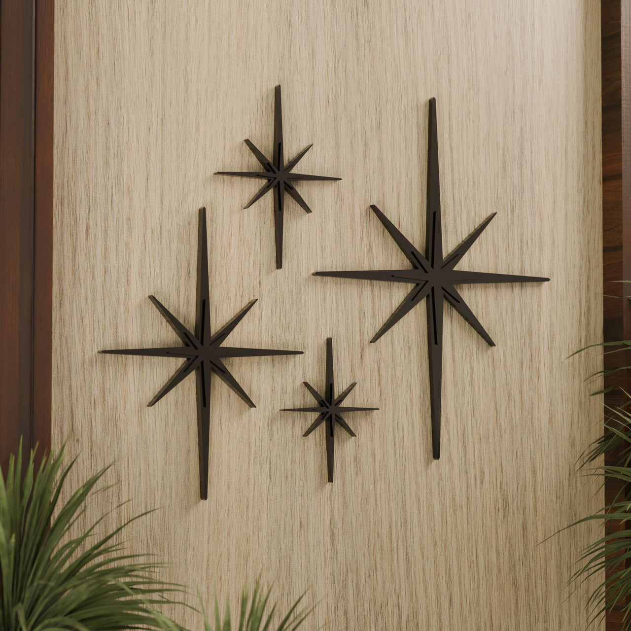 Mid Century Modern Elongated Starbursts Set of 4