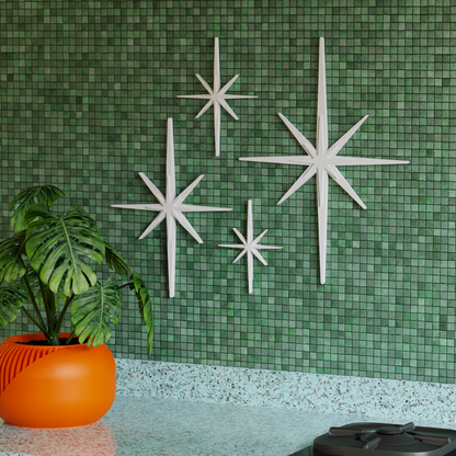 Mid Century Modern Elongated Starbursts Set of 4
