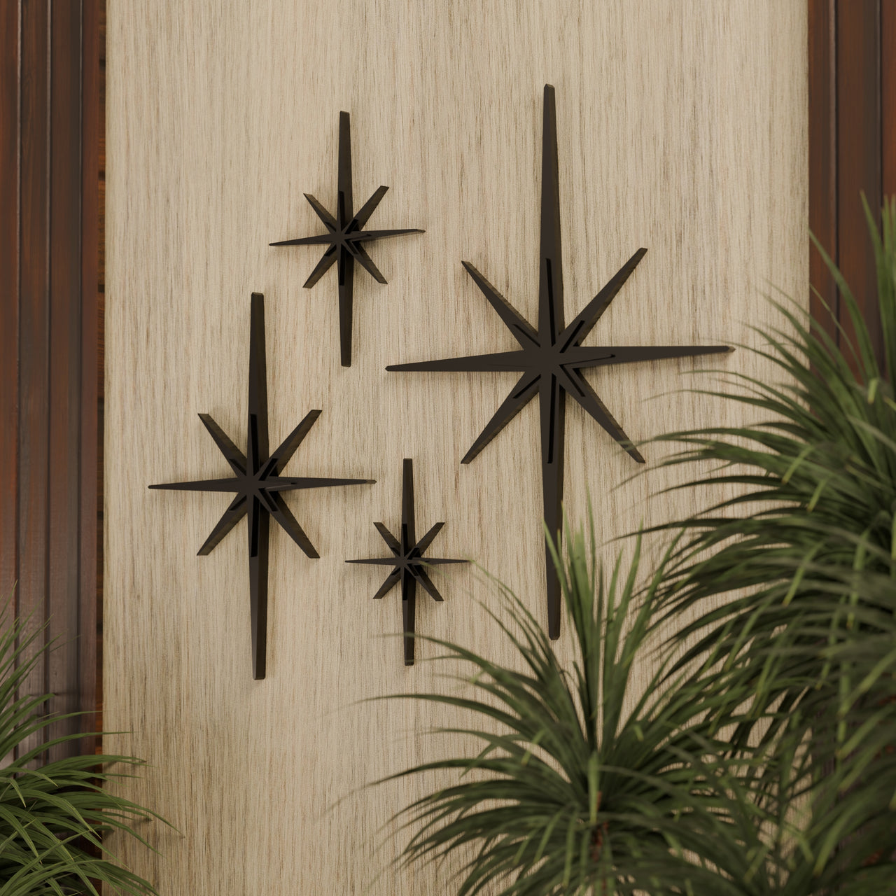 Mid Century Modern Elongated Starbursts Set of 4