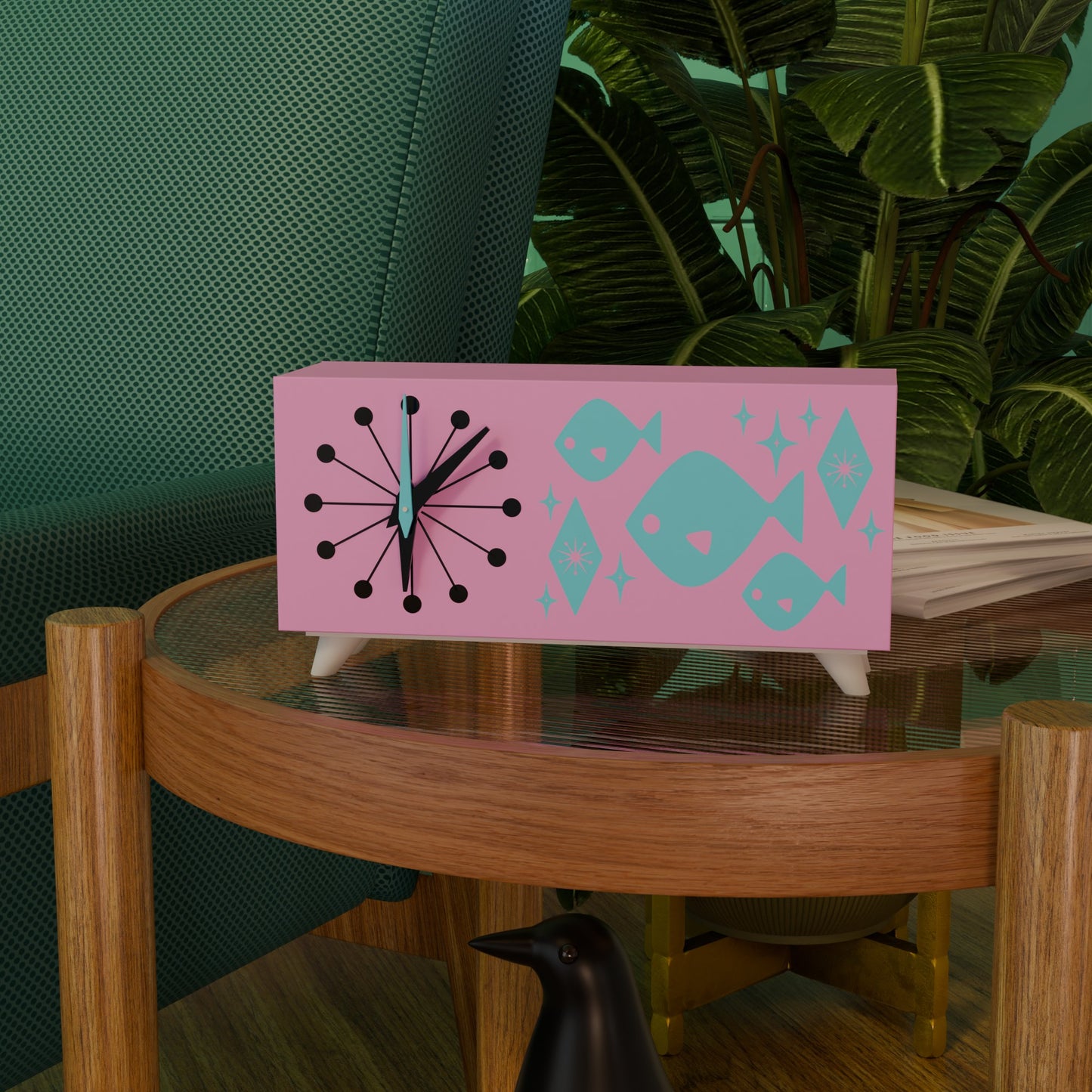 Atomic Fish Mid-Century Modern Atomic Space-Age Clock