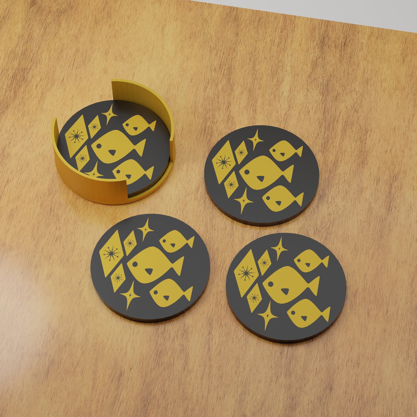 Atomic Fish Retro Coaster Set of 4