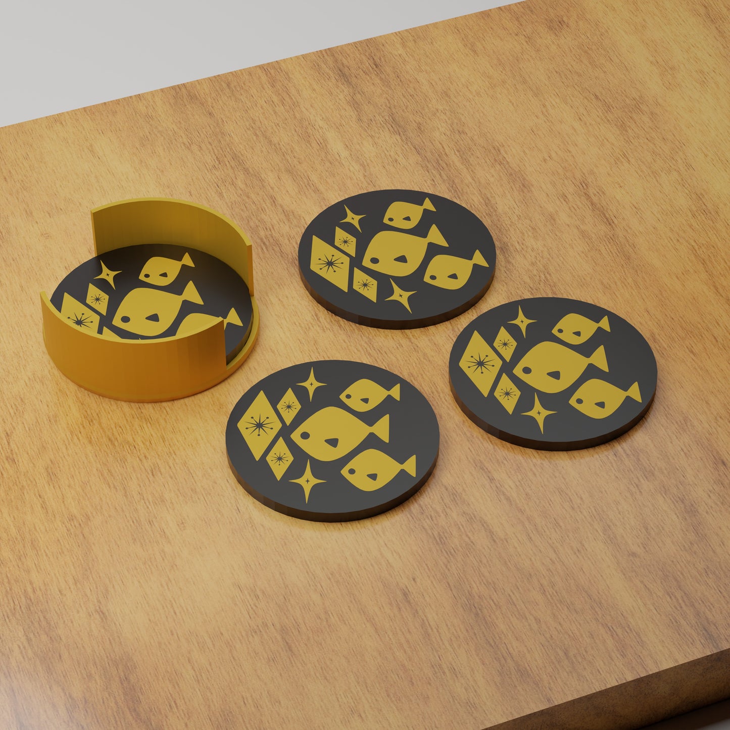 Atomic Fish Retro Coaster Set of 4