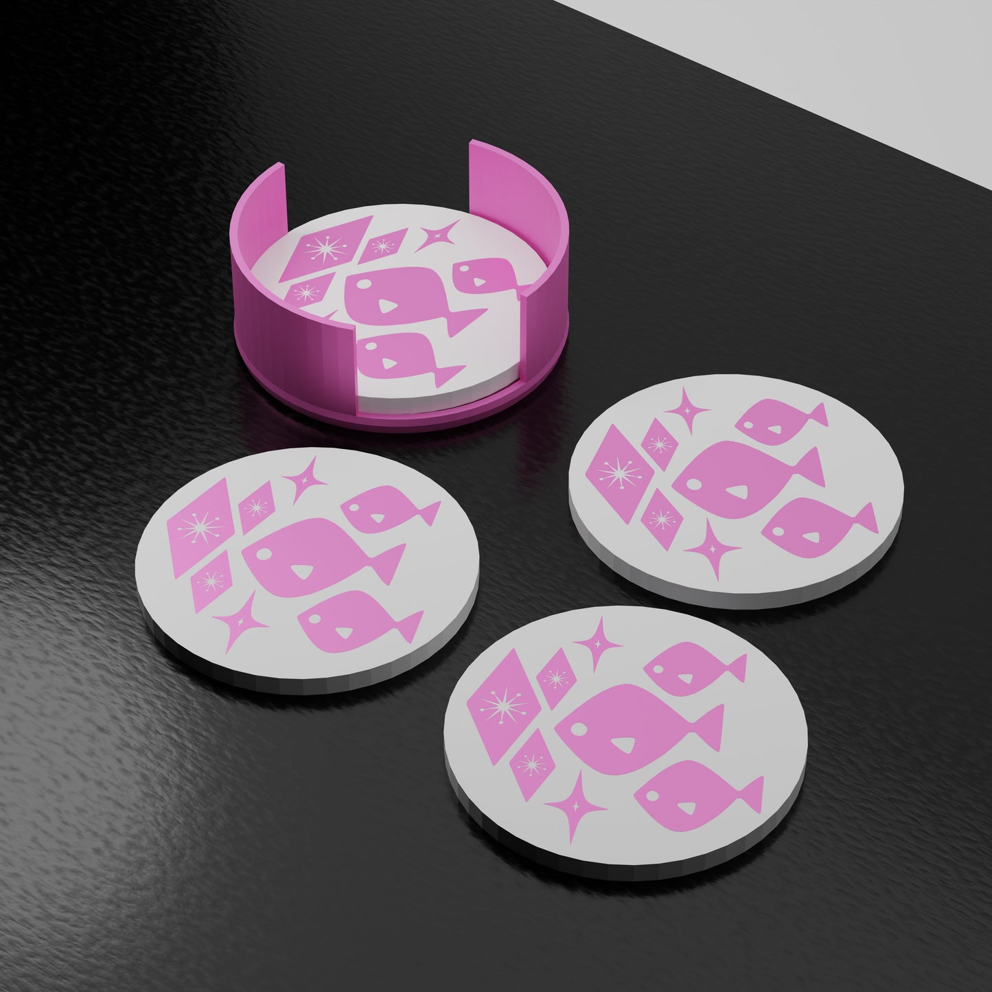Atomic Fish Retro Coaster Set of 4