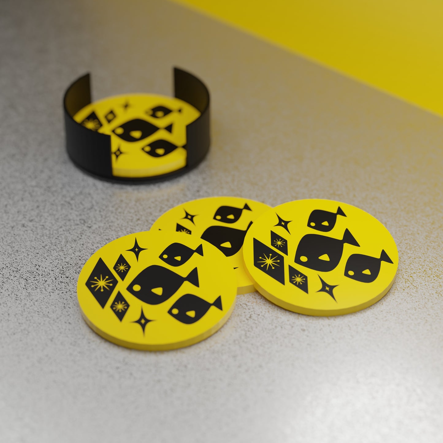 Atomic Fish Retro Coaster Set of 4