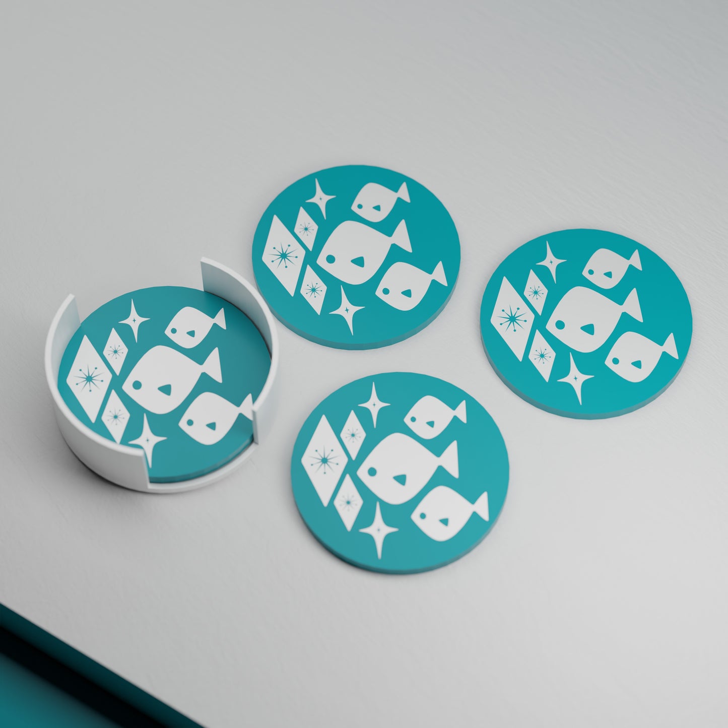 Atomic Fish Retro Coaster Set of 4