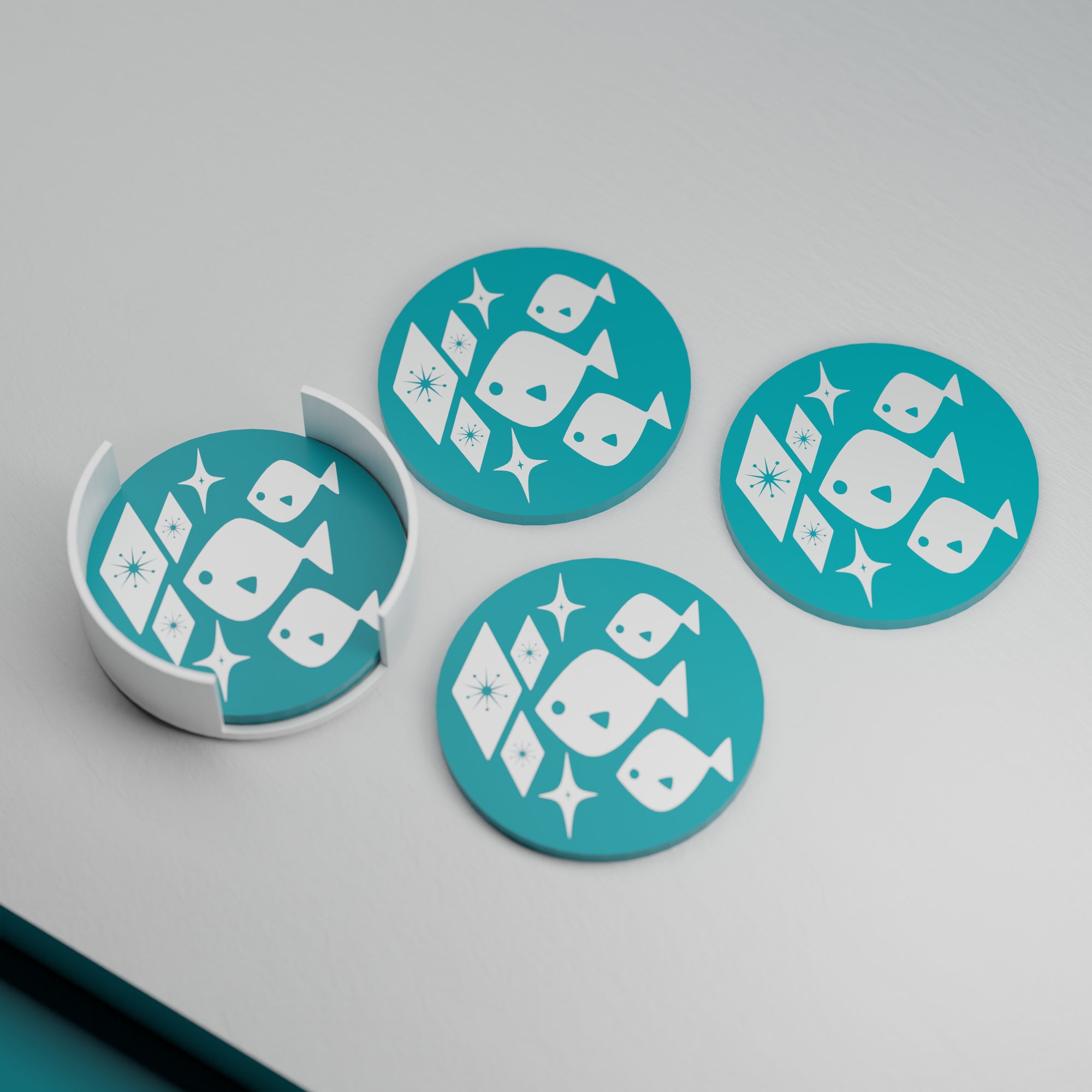 Atomic Fish Retro Coaster Set of 4