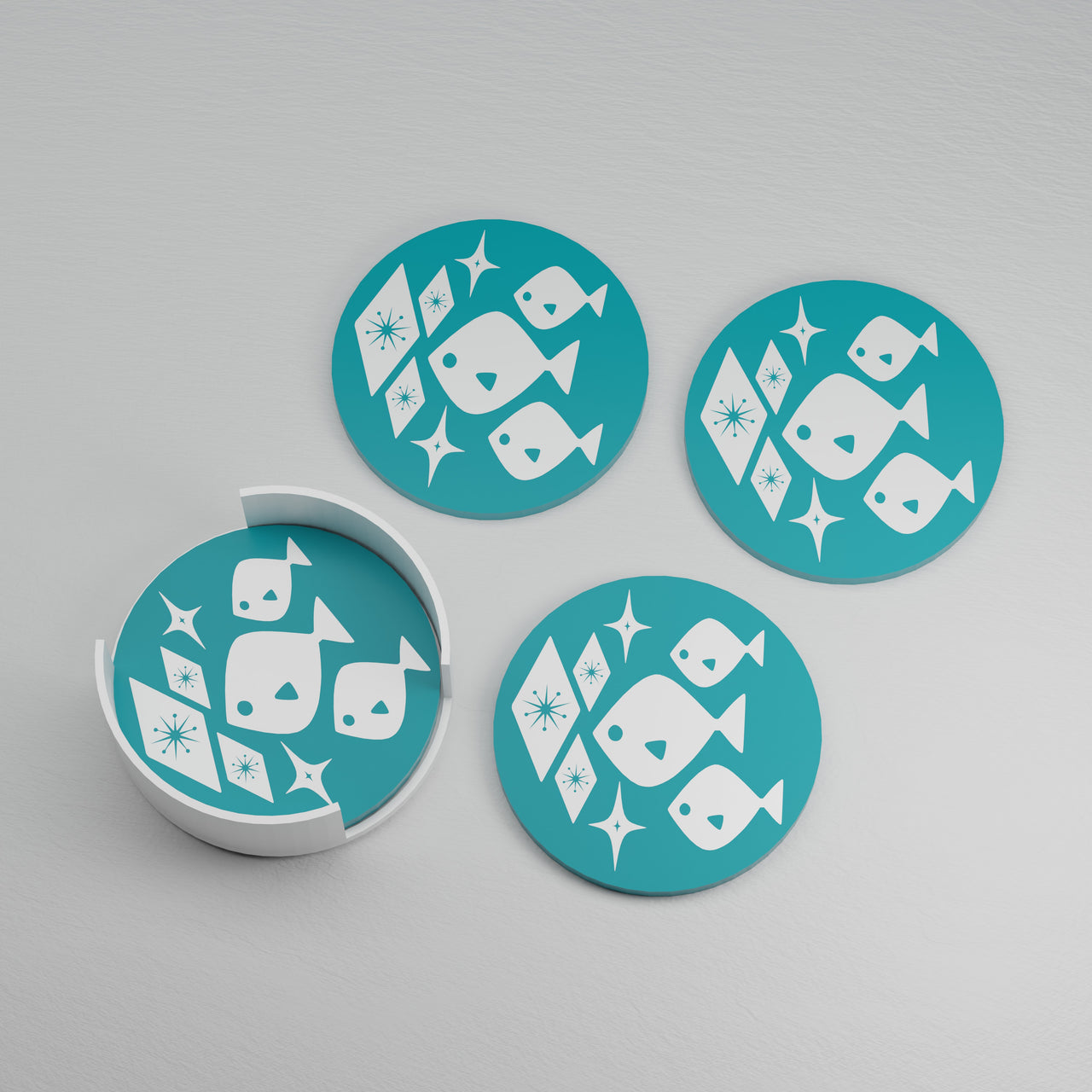 Atomic Fish Retro Coaster Set of 4