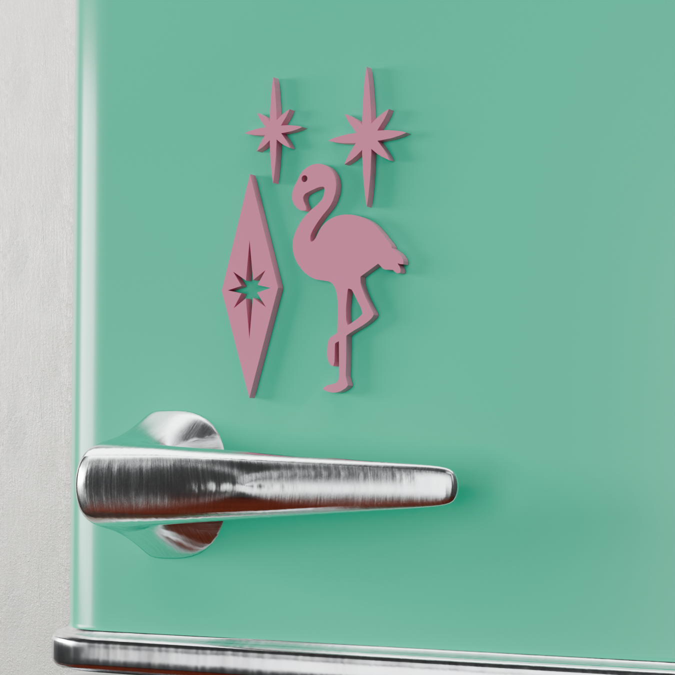 Atomic Flamingo Fridge Magnets