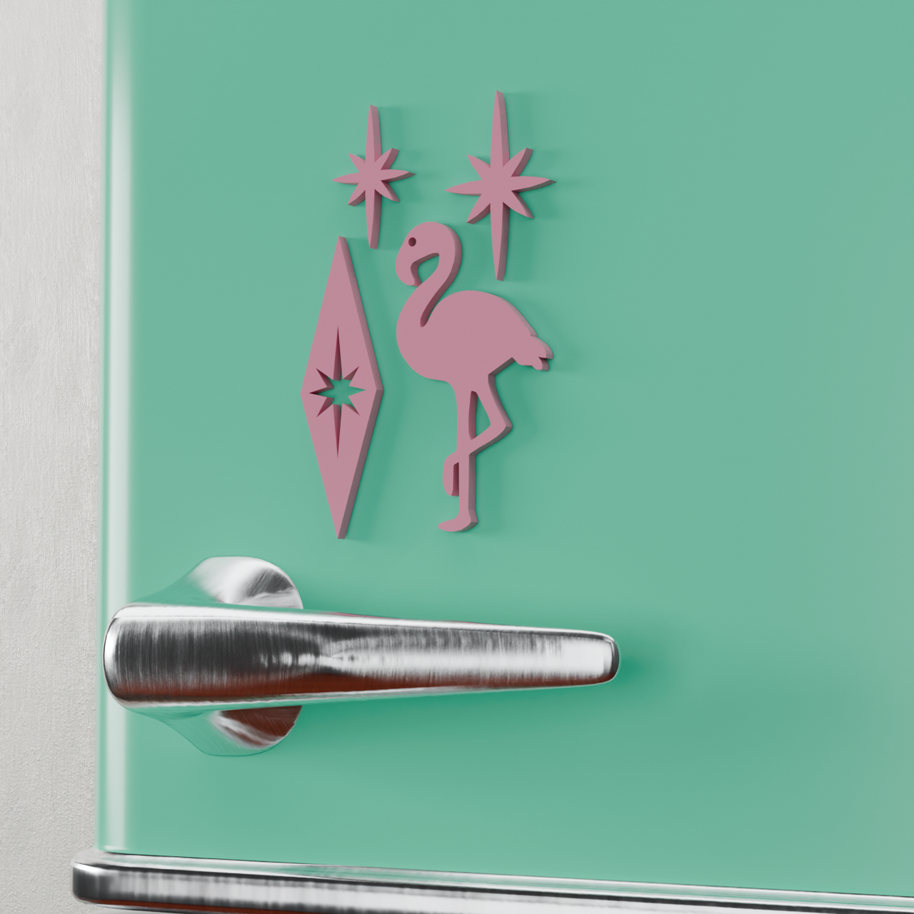Atomic Flamingo Fridge Magnets