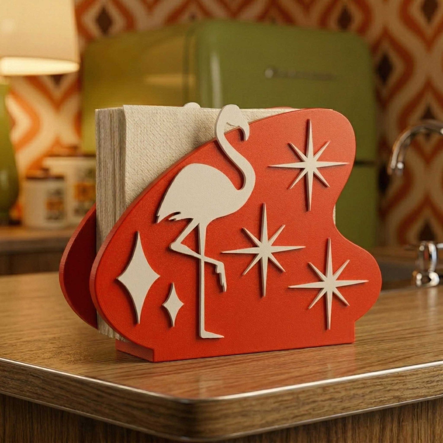 Atomic Flamingo Retro Style Napkin Holder