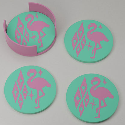 Atomic Flamingo Coaster Set