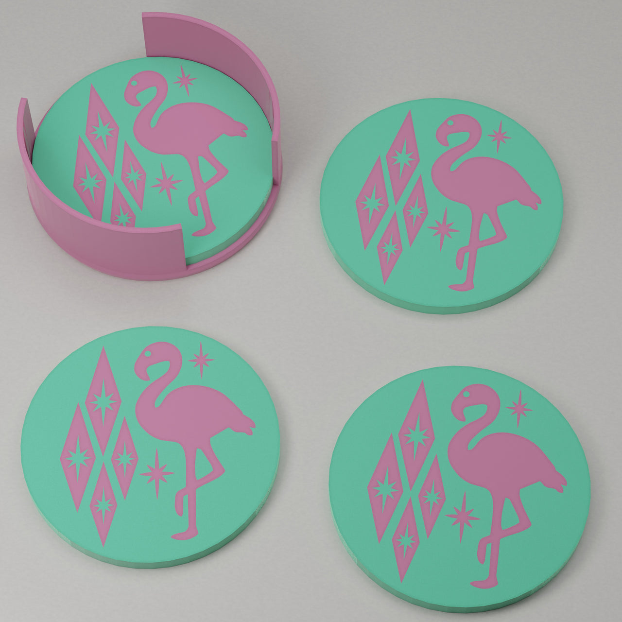 Atomic Flamingo Coaster Set