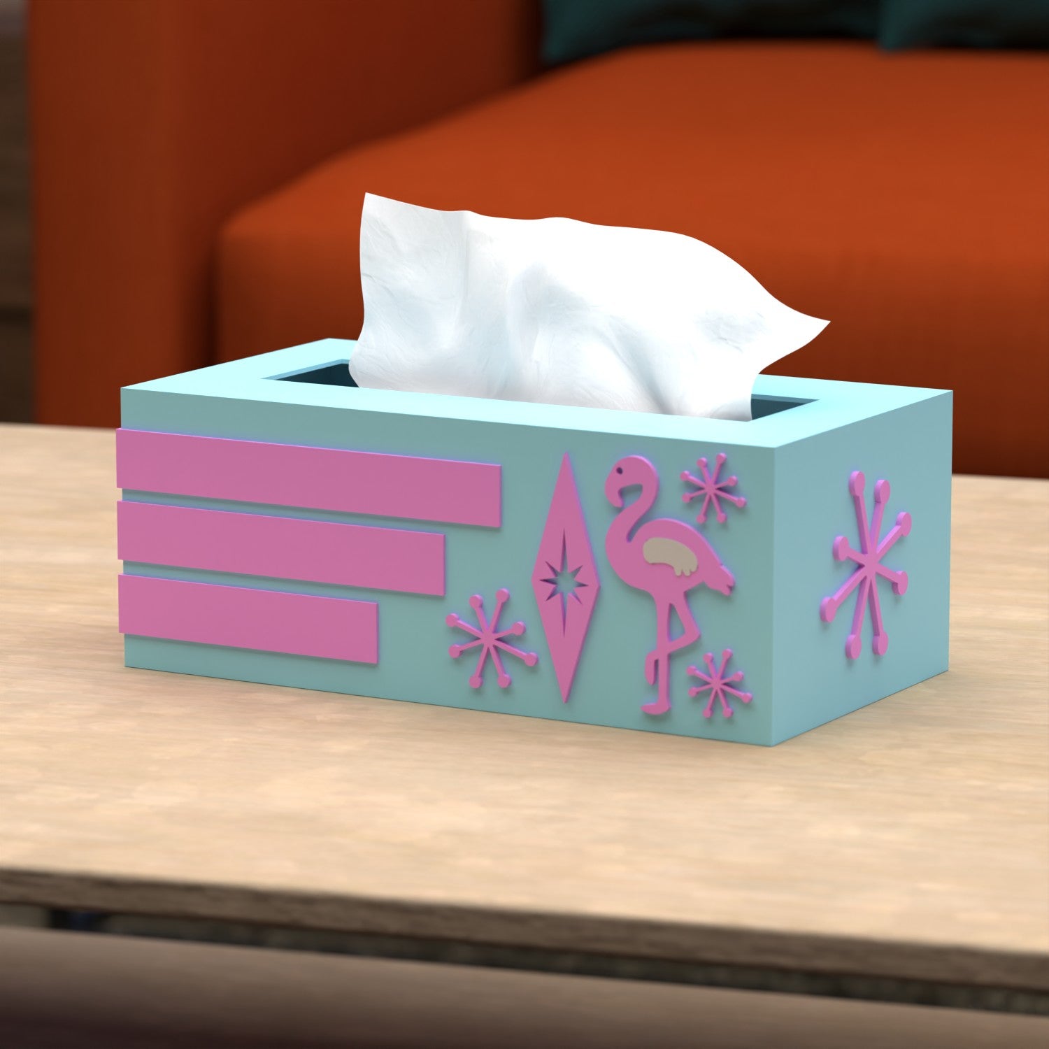 Atomic Flamingo Retro Rectangle Tissue Box Cover
