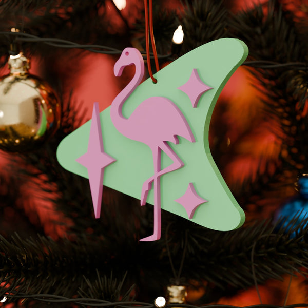 Atomic Flamingo Holiday Ornament