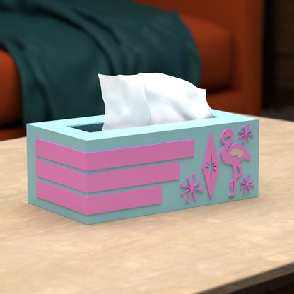 Atomic Flamingo Retro Rectangle Tissue Box Cover