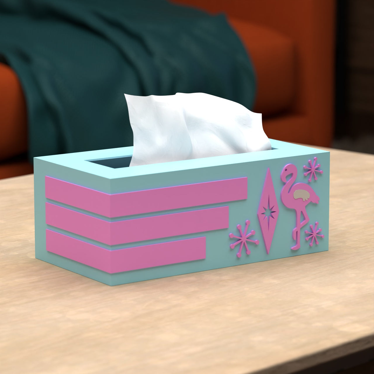 Atomic Flamingo Retro Rectangle Tissue Box Cover