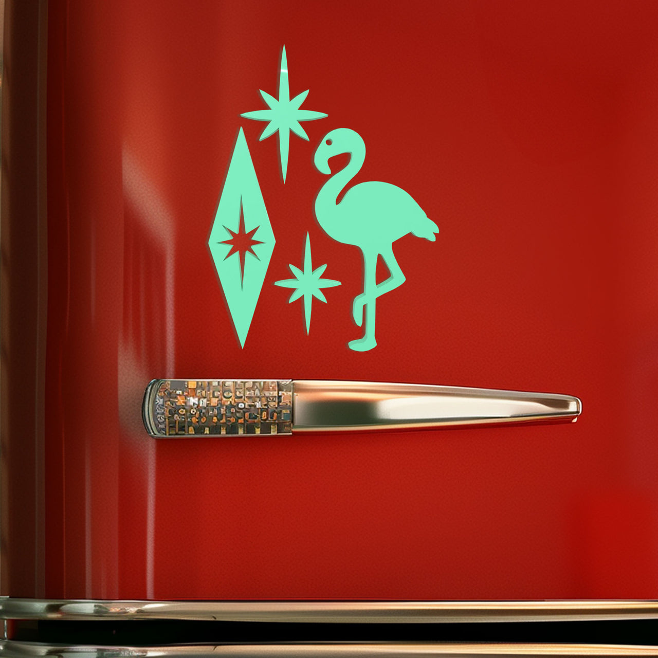 Atomic Flamingo Fridge Magnets