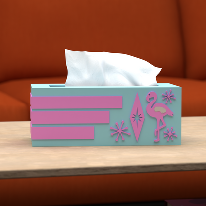 Atomic Flamingo Retro Rectangle Tissue Box Cover