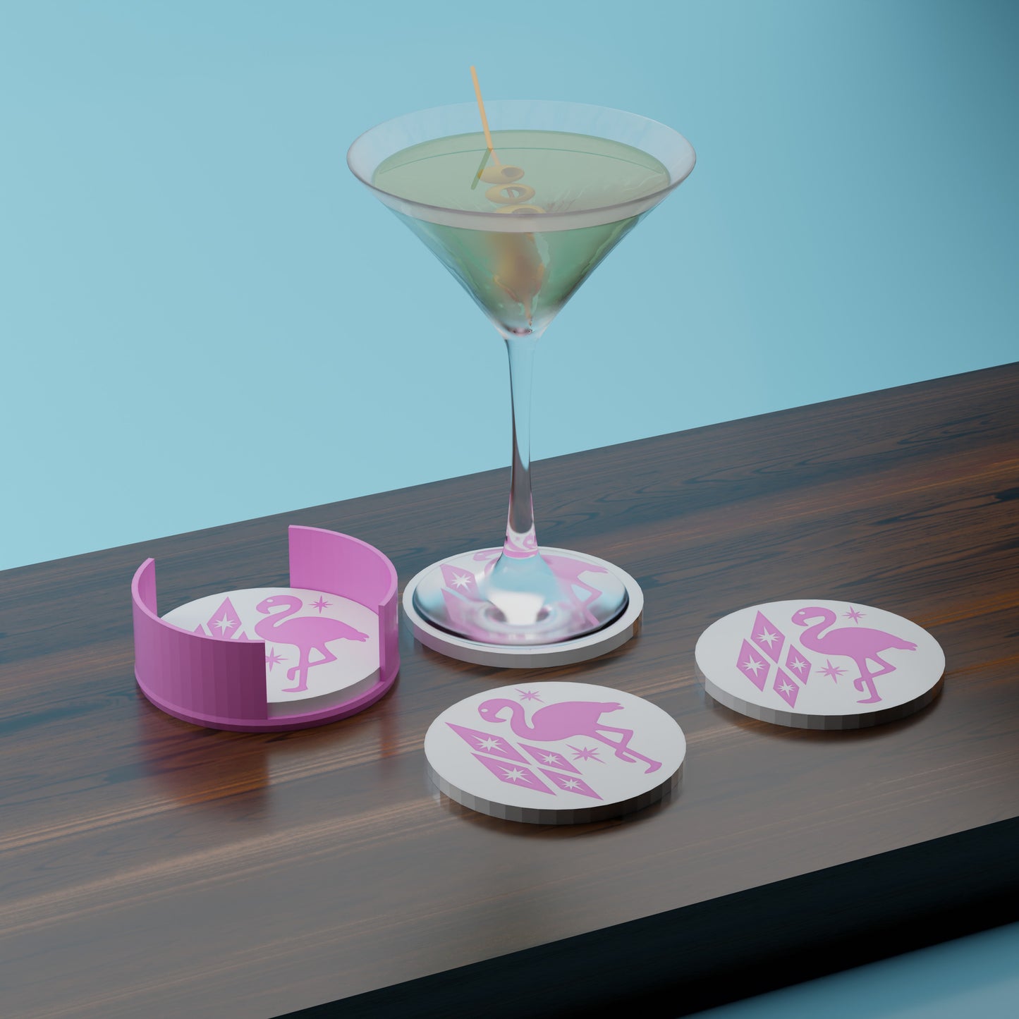 Atomic Flamingo Coaster Set