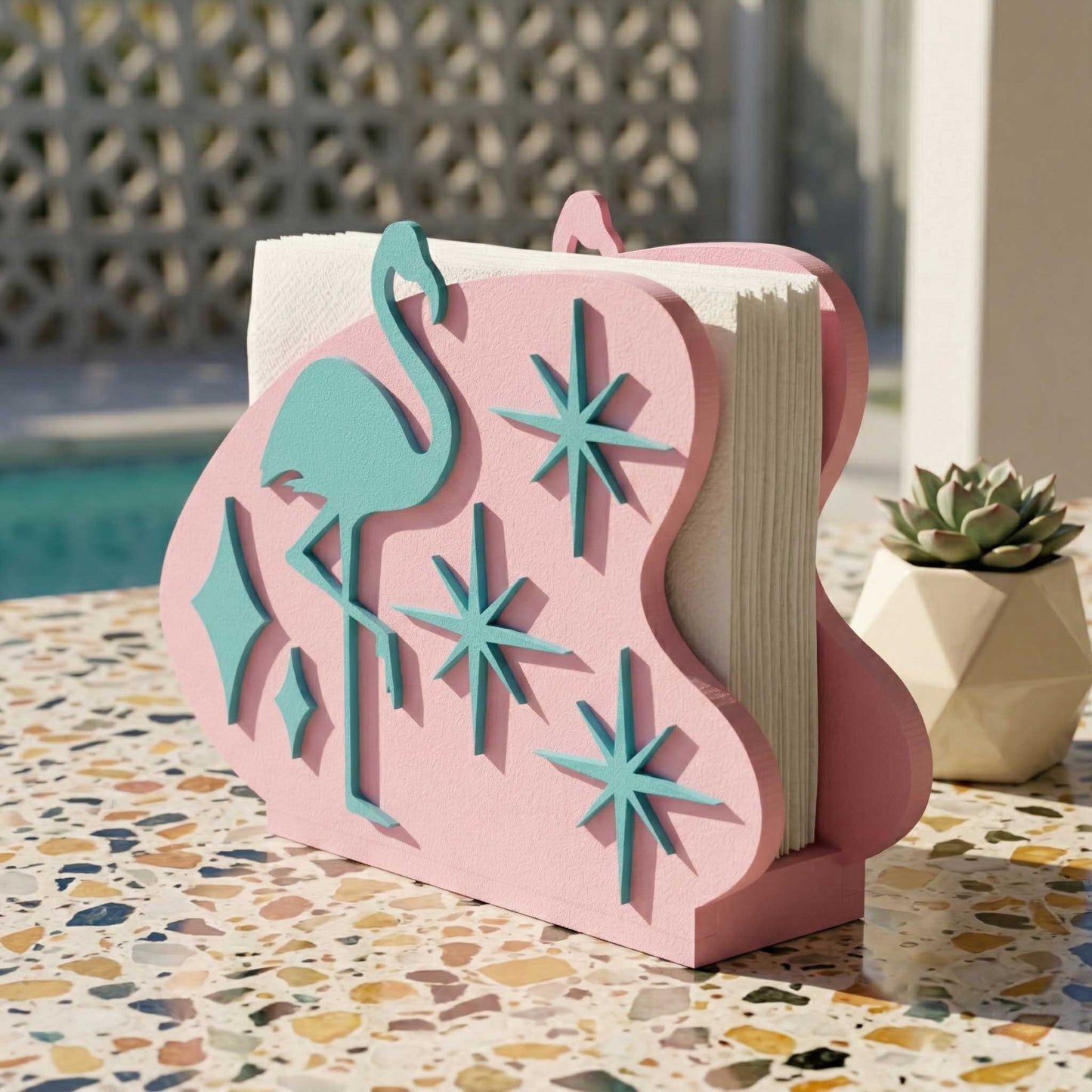 Atomic Flamingo Retro Style Napkin Holder