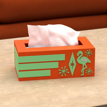 Atomic Flamingo Retro Rectangle Tissue Box Cover