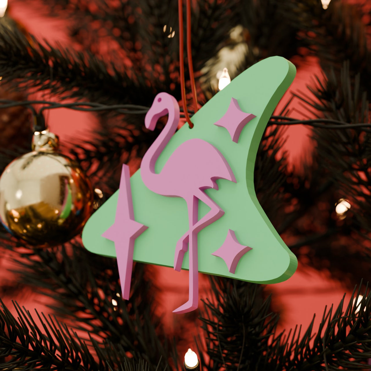 Atomic Flamingo Holiday Ornament