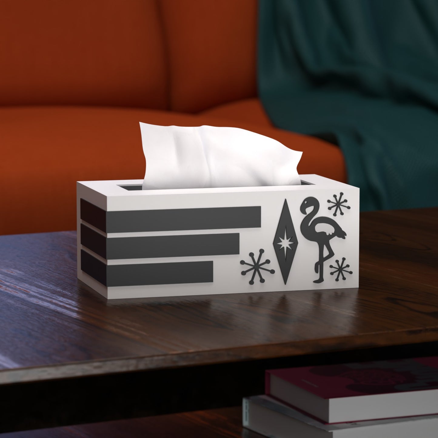 Atomic Flamingo Retro Rectangle Tissue Box Cover