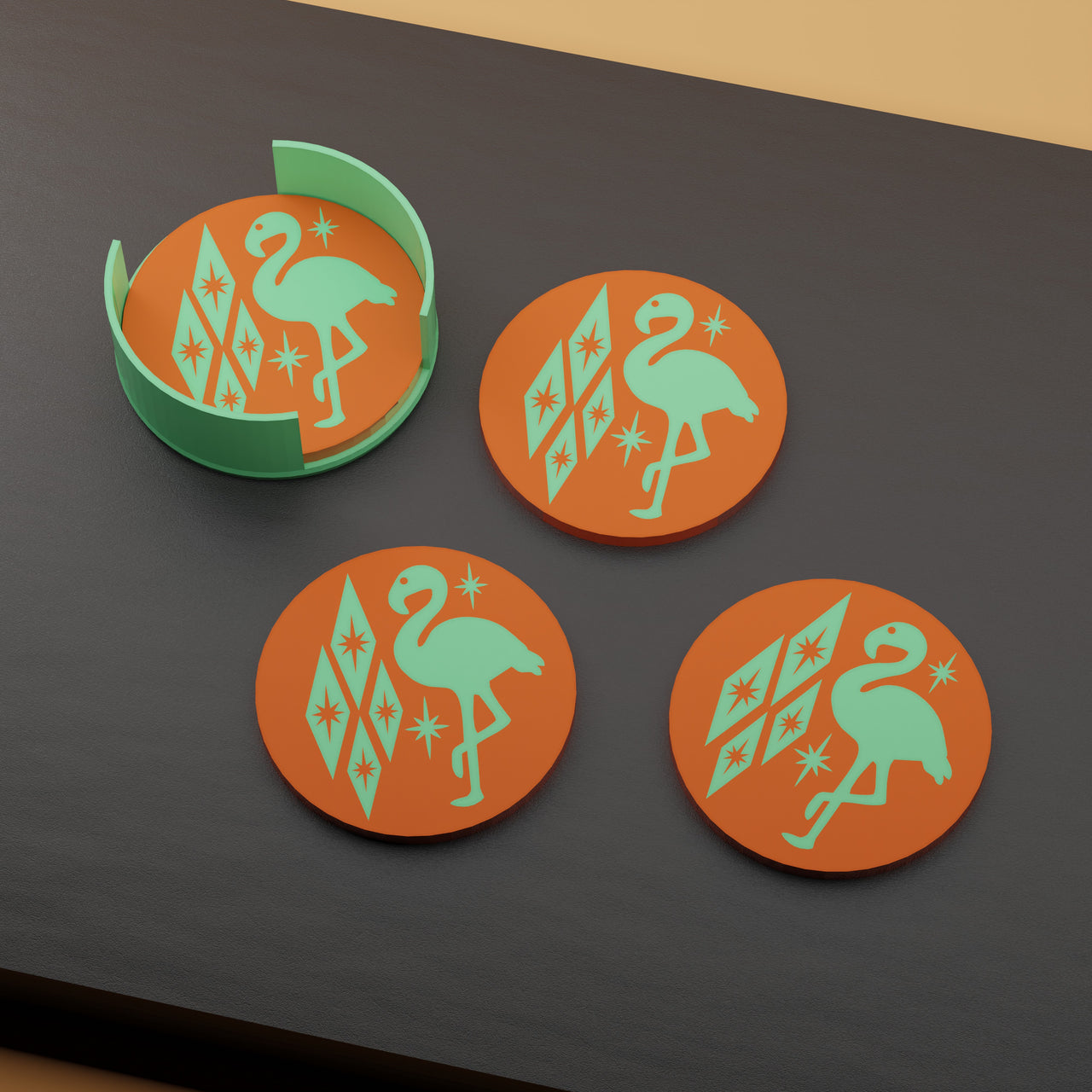 Atomic Flamingo Coaster Set