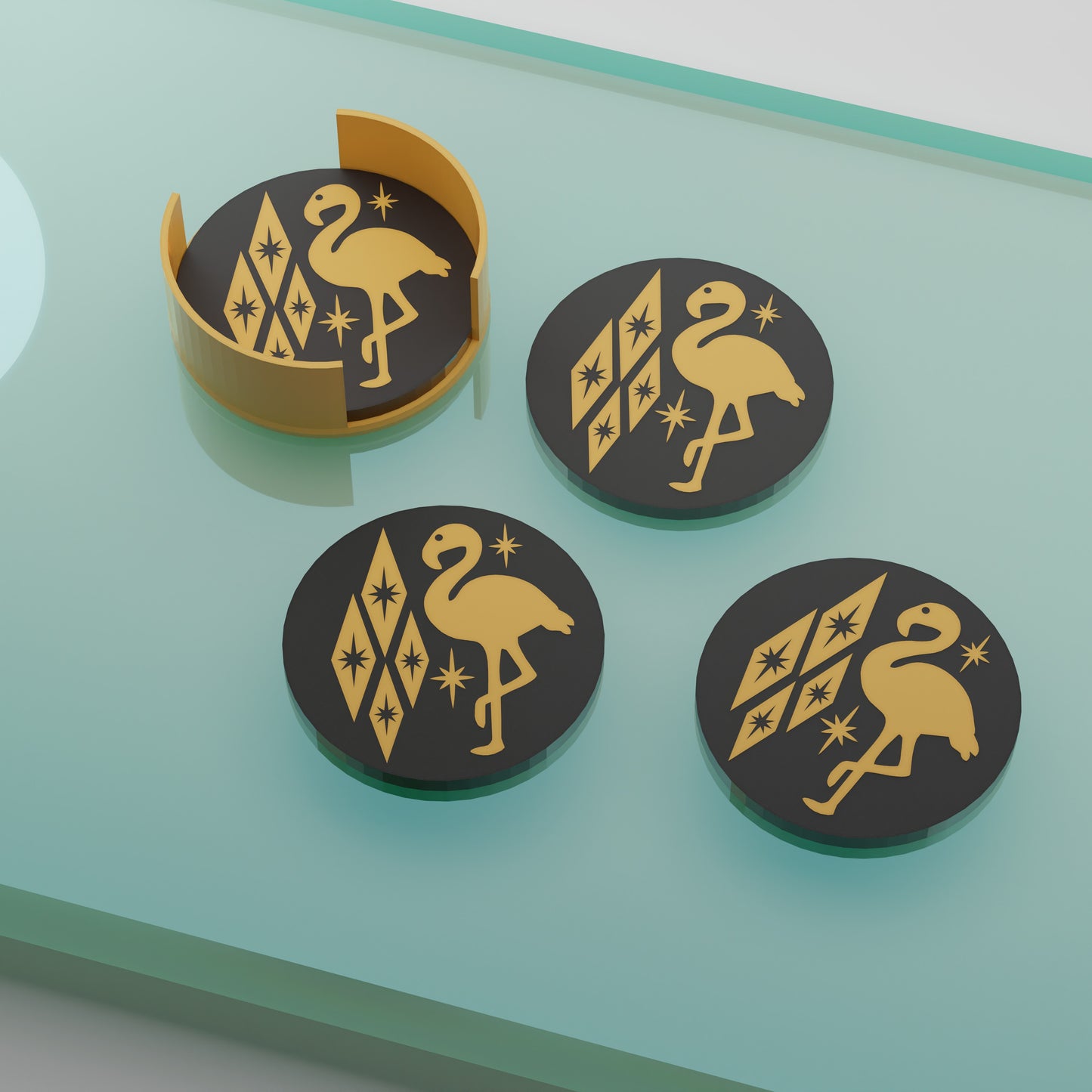 Atomic Flamingo Coaster Set