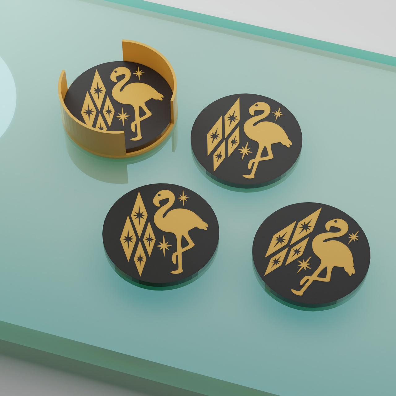 Atomic Flamingo Coaster Set