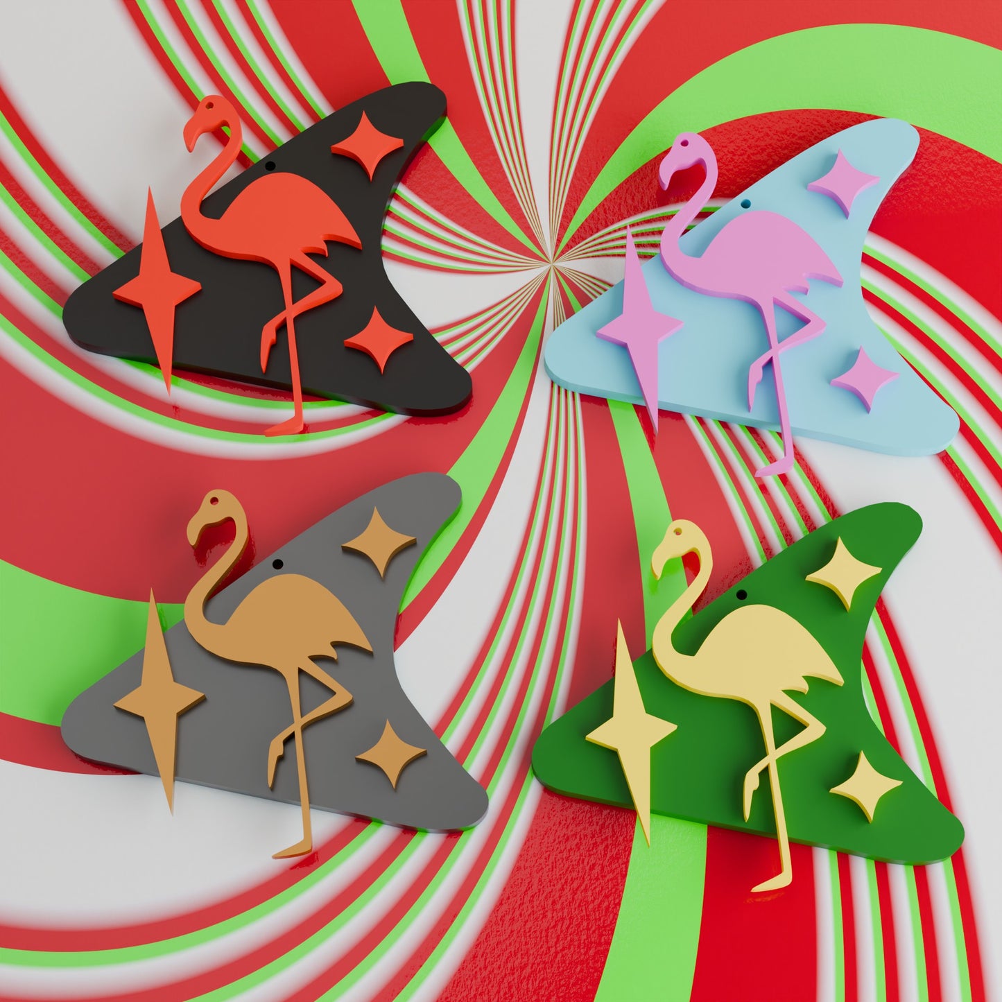 Atomic Flamingo Holiday Ornament